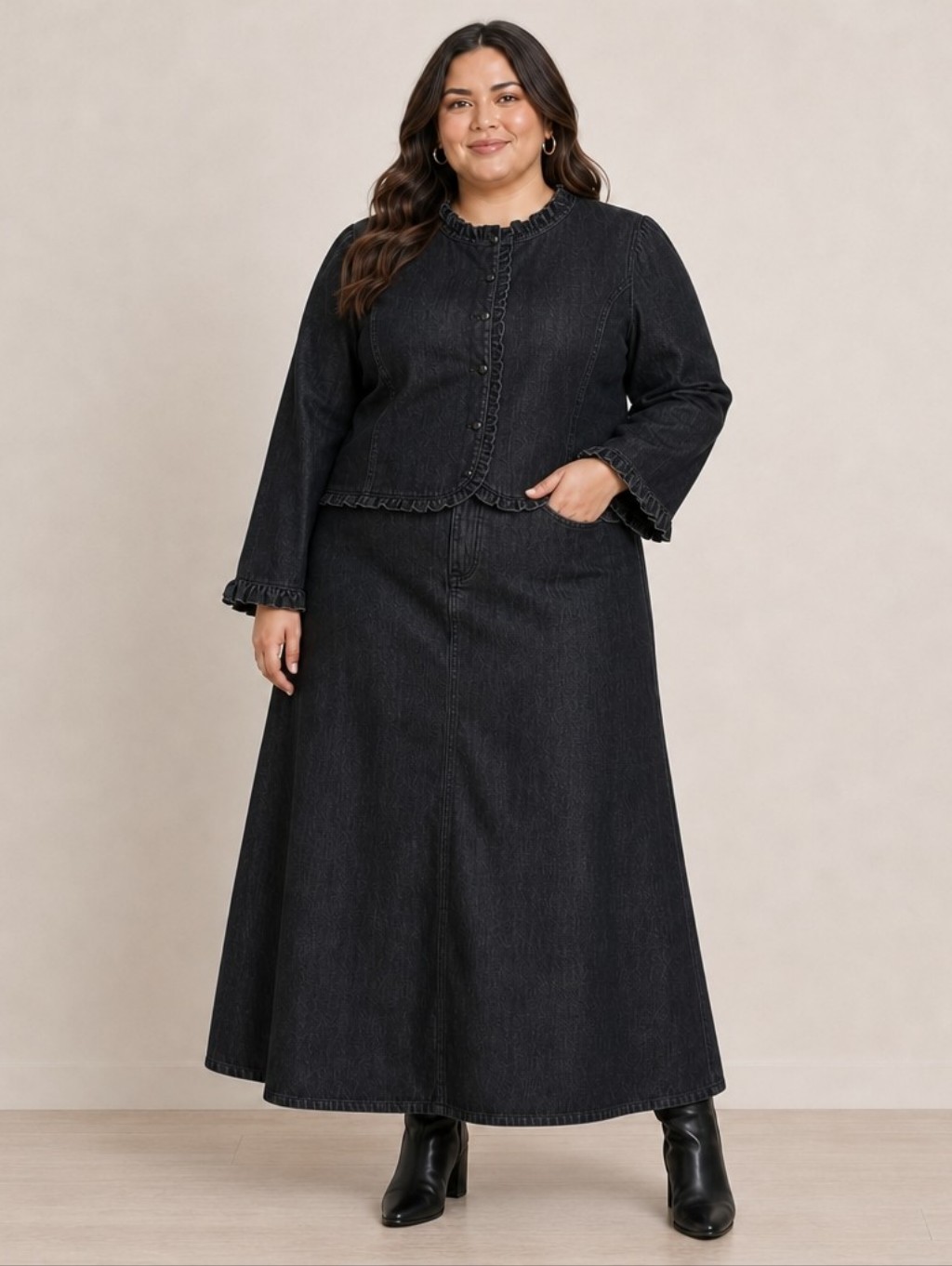 Liz&Me Black Denim 2pc Skirt Set - Like New